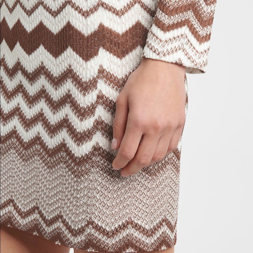 Missoni Zigzag Jacquard Long sleeves Mini Dress Brown & White SZ 10US/46EU - Picture 5 of 15